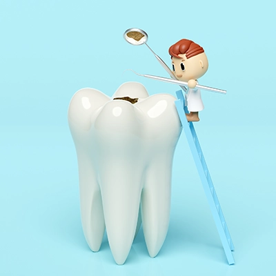 image of doctor filling teeth